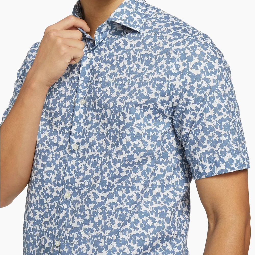 NWT Saks Fifth Avenue Blue White Casual Button Down Shirt Slim Fit Sz XL